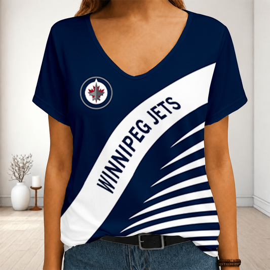 LIMITED EDITION - NEW CUSTOMIZED NHL21 WPJ WINNIPEG JETS V-NECK FEMALE SHIRT