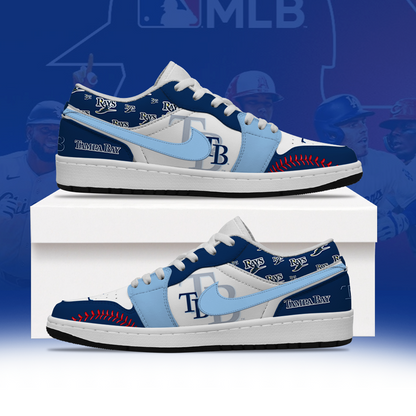 LIMITED EDITION - NEW CUSTOMIZED MLB21 TBR TAMPA BAY RAYS AIR JORDAN LOW SHOES