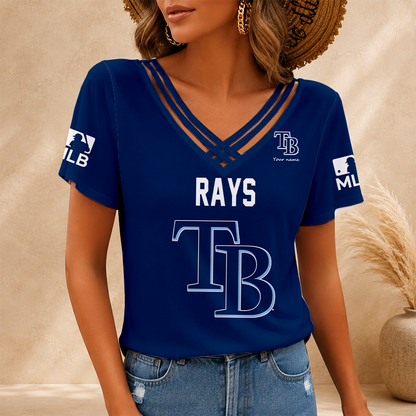 [FLASH SALE] NEW CUSTOMIZED MLB21 TBR TAMPA BAY RAYS V-NECK SHIRT