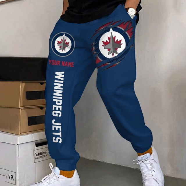 ELITE EDITION - NEW CUSTOMIZED NHL21 WPJ WINNIPEG JETS SWEATPANTS