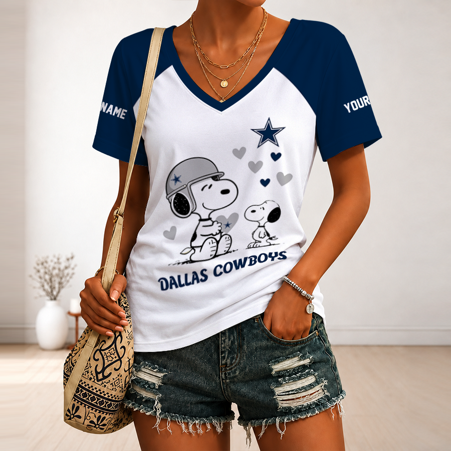 [SPECIAL OFFER] NEW CUSTOMIZED NFL21 DCB DALLAS COWBOYS V-NECK FEMALE SHIRT