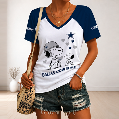 [SPECIAL OFFER] NEW CUSTOMIZED NFL21 DCB DALLAS COWBOYS V-NECK FEMALE SHIRT