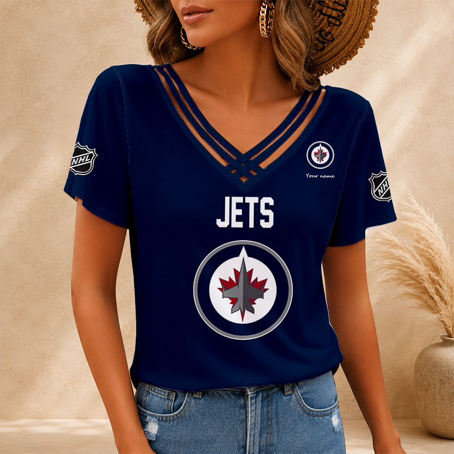 [SUPER SALE] NEW CUSTOMIZED NHL21 WPJ WINNIPEG JETS V-NECK SHIRT