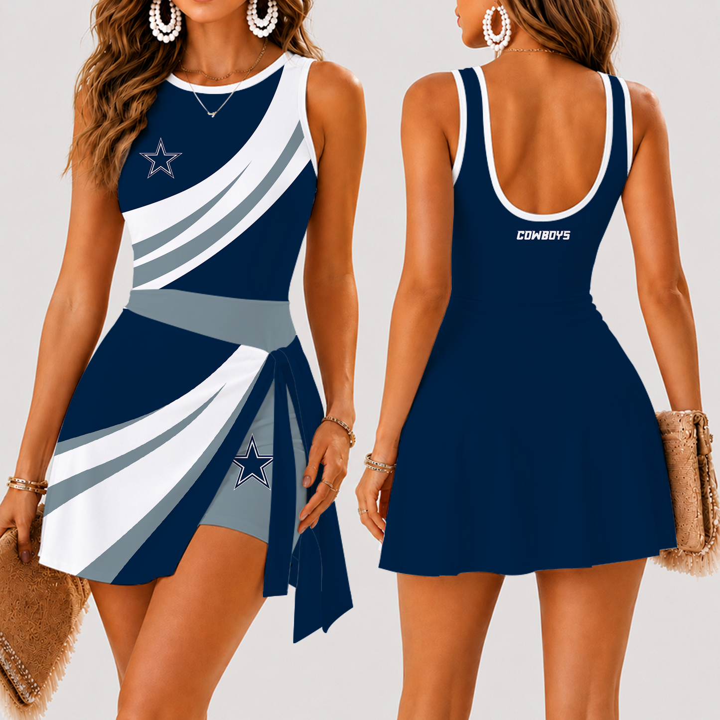 [SPECIAL OFFER] NEW CUSTOMIZED NFL21 DCB DALLAS COWBOYS WOMEN'S SUMMER SKORT DRESS