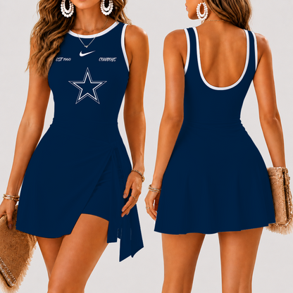 [SPECIAL OFFER] NEW CUSTOMIZED NFL21 DCB DALLAS COWBOYS WOMEN'S SUMMER SKORT DRESS