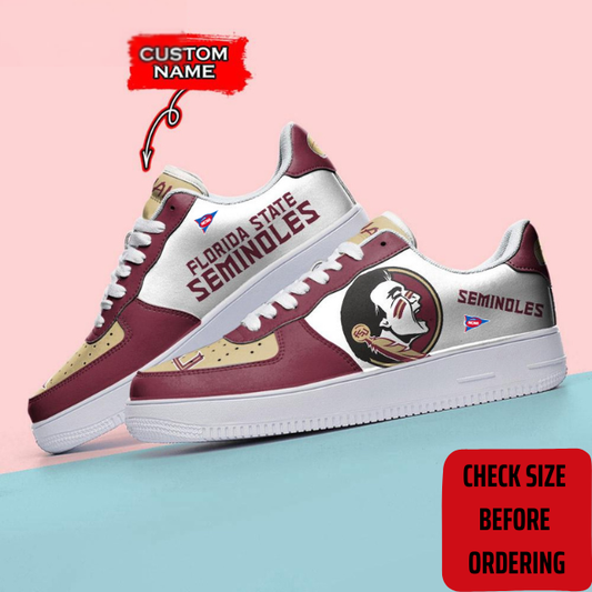 ELITE EDITION - NEW CUSTOMIZED NCAA FBS21 FLS FLORIDA STATE SEMINOLES AF1 SHOES