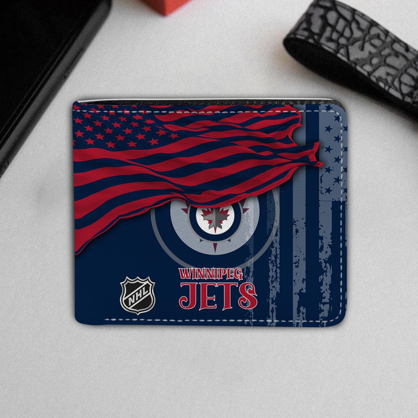 [SUPER SALE ] NEW CUSTOMIZED NHL21 WPJ WINNIPEG JETS LEATHER WALLET
