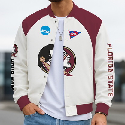 LIMITED EDITION - NEW CUSTOMIZED NCAA FBS21 FLS FLORIDA STATE SEMINOLES BASEBALL JACKET, SATIN VARSITY JACKET