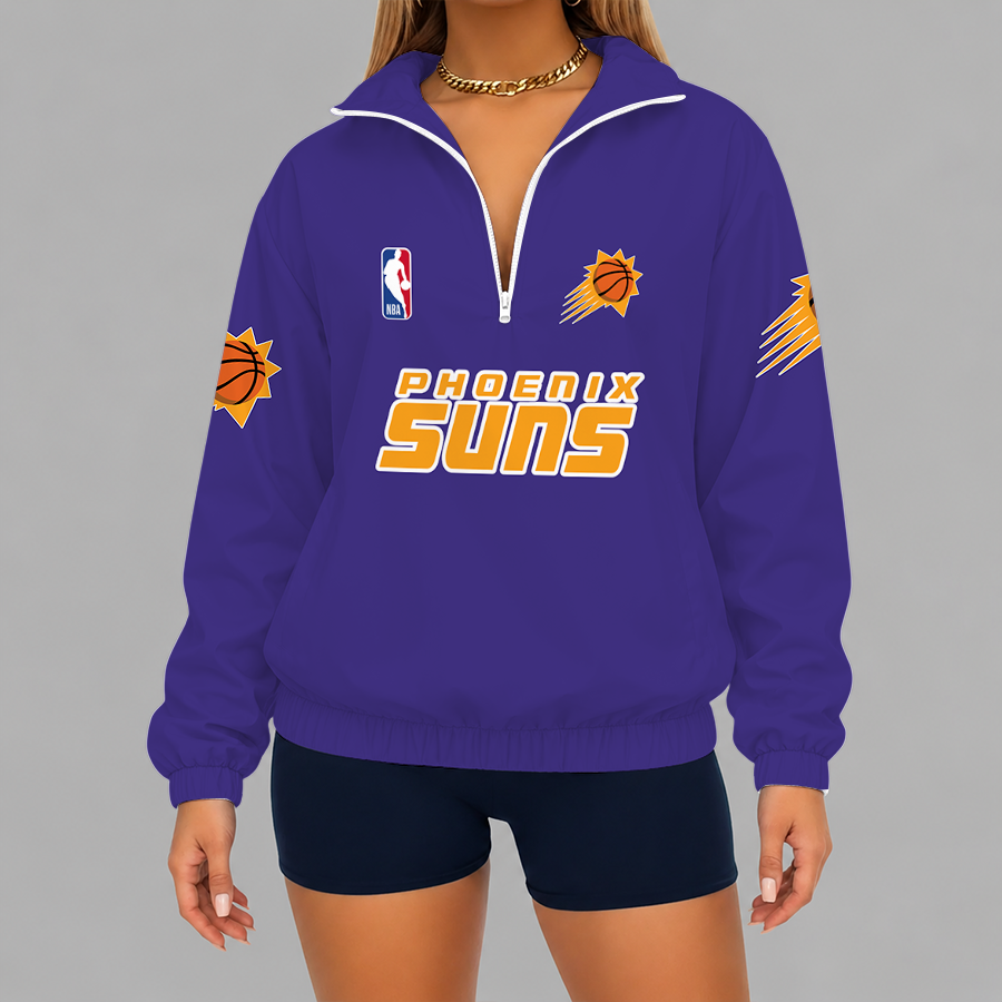 [HOT DEAL] NEW CUSTOMIZED NBA21 PSU PHOENIX SUNS V-NECK ZIPPER SWEATSHIRT JACKET
