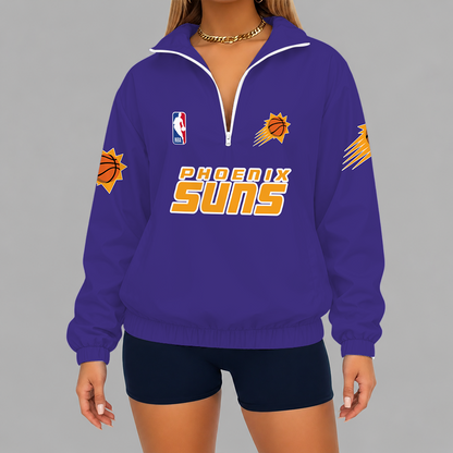 [HOT DEAL] NEW CUSTOMIZED NBA21 PSU PHOENIX SUNS V-NECK ZIPPER SWEATSHIRT JACKET