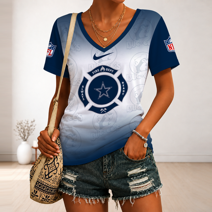 [SPECIAL OFFER] NEW CUSTOMIZED NFL21 DCB DALLAS COWBOYS BUC-EE'S V-NECK FEMALE SHIRT