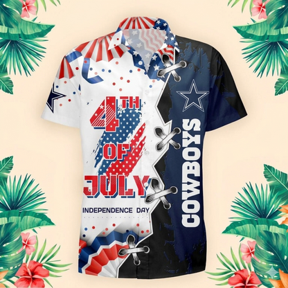 MEGA SALE - NEW CUSTOMIZED NFL21 DCB DALLAS COWBOYS INDEPENDENCE DAY HAWAIIAN SHIRT