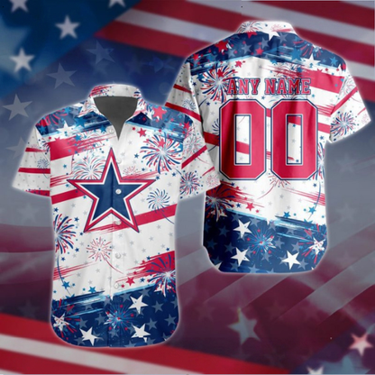 VIRAL EDITION - NEW CUSTOMIZED NFL21 DCB DALLAS COWBOYS PATRIOTIC USA HAWAIIAN SHIRT