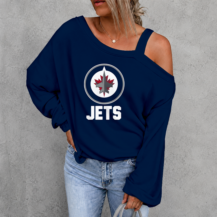 [SUPER SALE] NEW CUSTOMIZED NHL21 WPJ WINNIPEG JETS DROP SHOULDER SWEATSHIRT