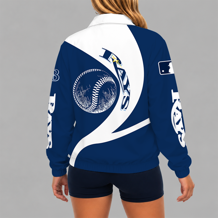 [FLASH SALE] NEW CUSTOMIZED MLB21 TBR TAMPA BAY RAYS V-NECK ZIPPER SWEATSHIRT JACKET