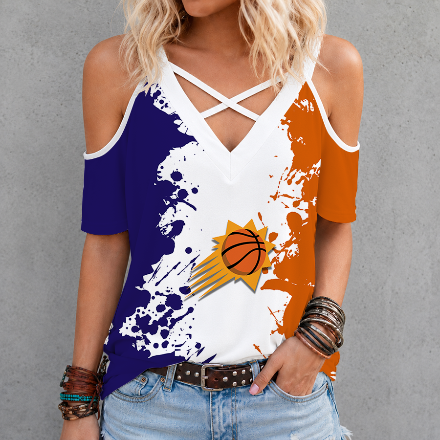 [HOT DEAL] NEW CUSTOMIZED NBA21 PSU PHOENIX SUNS CRISS CROSS V-NECK TOP