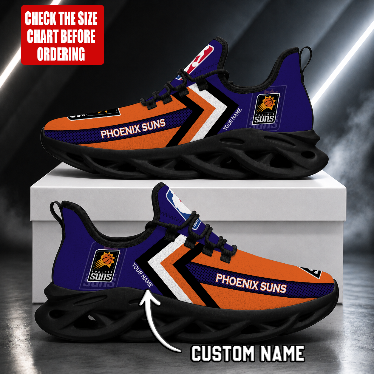FINAL SALE - NEW CUSTOMIZED NBA21 PSU PHOENIX SUNS MAX SOUL SHOES
