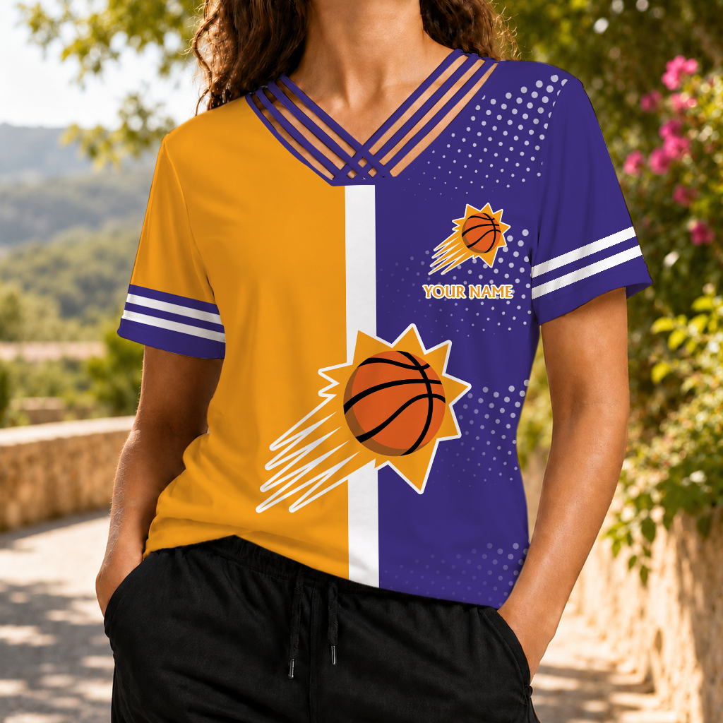 LIMITED EDITON - NEW CUSTOMIZED NBA21 PSU PHOENIX SUNS V-NECK SHIRT