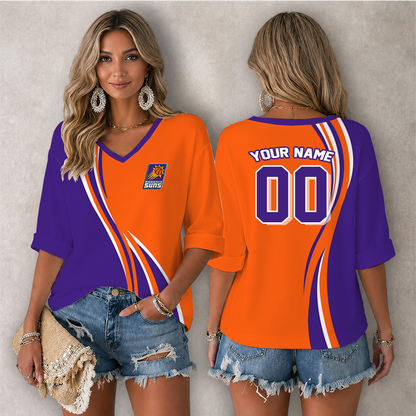 LIMITED EDITION - NEW CUSTOMIZED NBA21 PSU PHOENIX SUNS WOMEN'S HEART V-NECK LONG SLEEVE SHIRT