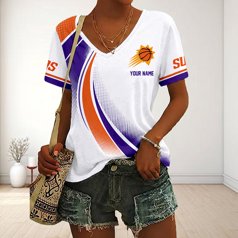 FINAL SALE - NEW CUSTOMIZED NBA21 PSU PHOENIX SUNS V-NECK FEMALE SHIRT