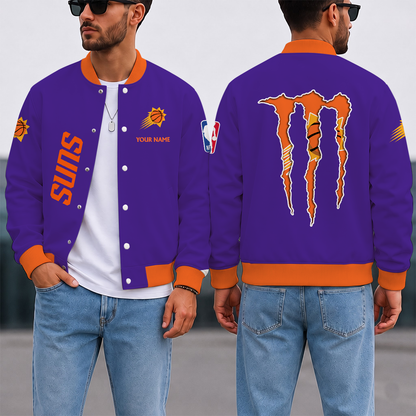 LIMITED EDITION - NEW CUSTOMIZED NBA21 PSU PHOENIX SUNS BASEBALL JACKET, SATIN VARSITY JACKET