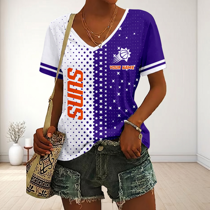LIMITED EDITION - NEW CUSTOMIZED NBA21 PSU PHOENIX SUNS V-NECK FEMALE SHIRT
