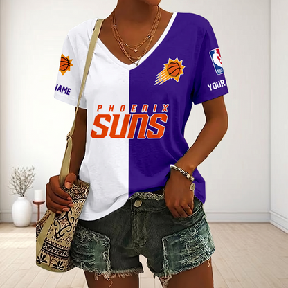 LIMITED EDITION - NEW CUSTOMIZED NBA21 PSU PHOENIX SUNS V-NECK FEMALE SHIRT