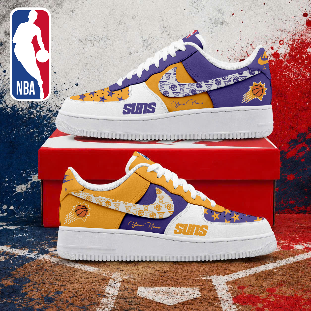 LIMITED EDITION - NEW CUSTOMIZED NBA21 PSU PHOENIX SUNS AF1 SNEAKERS