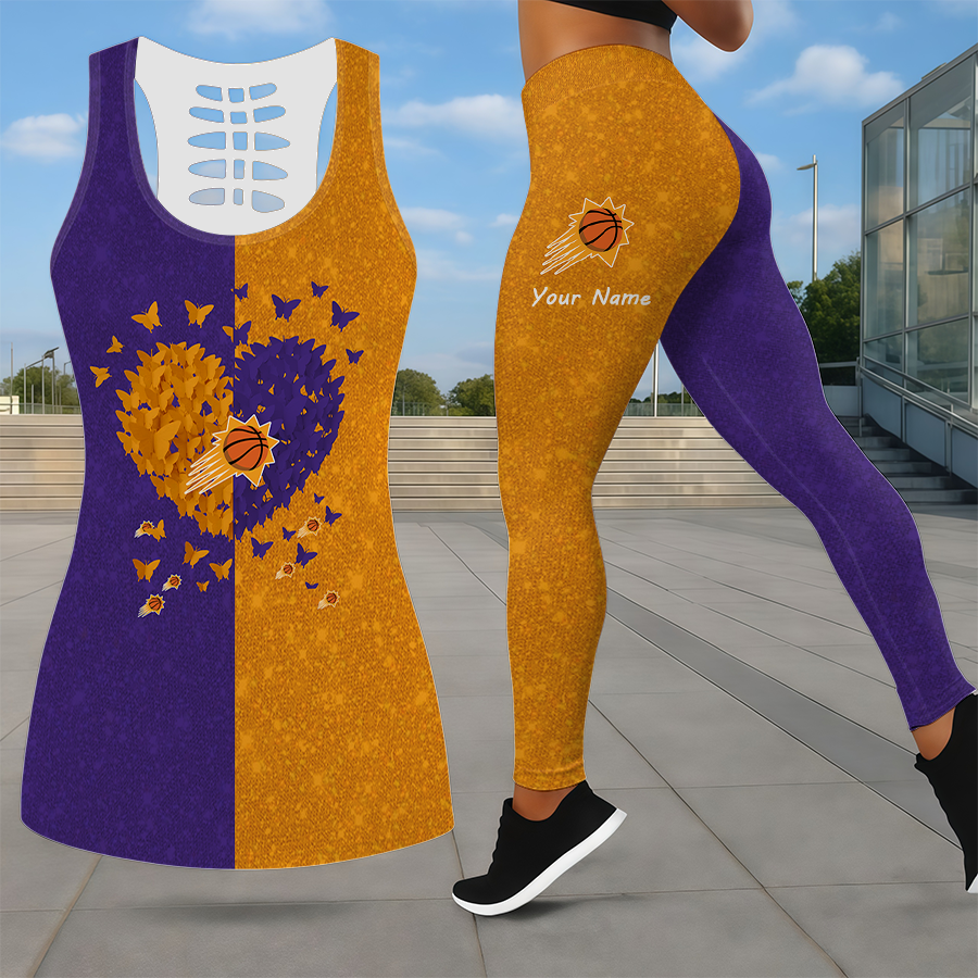 LIMITED EDITION - NEW CUSTOMIZED NBA21 PSU PHOENIX SUNS LEGGINGS & HOLLOW TANK TOP SET
