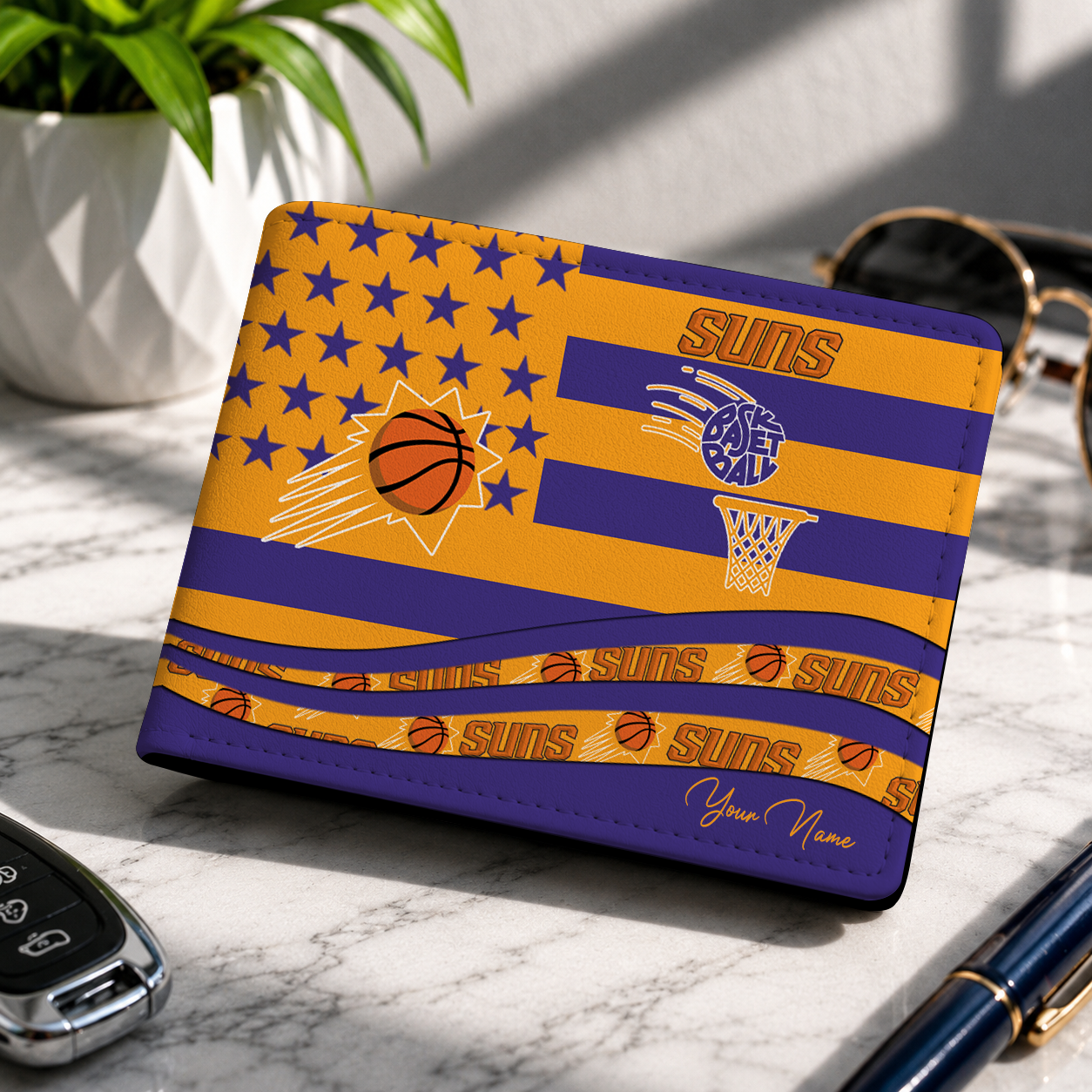 SPECIAL EDITION - NEW CUSTOMIZED NBA21 PSU PHOENIX SUNS LEATHER WALLET