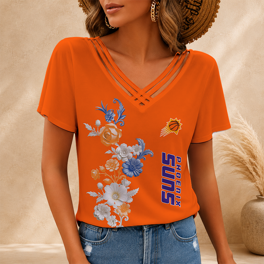 [HOT DEAL] NEW CUSTOMIZED NBA21 PSU PHOENIX SUNS V-NECK SHIRT