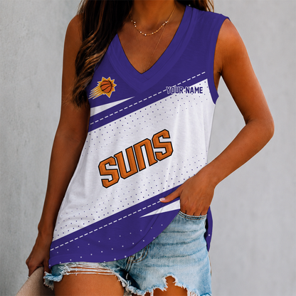VIRAL EDITION - NEW CUSTOMIZED NBA21 PSU PHOENIX SUNS WOMEN'S V-NECK TANK TOP