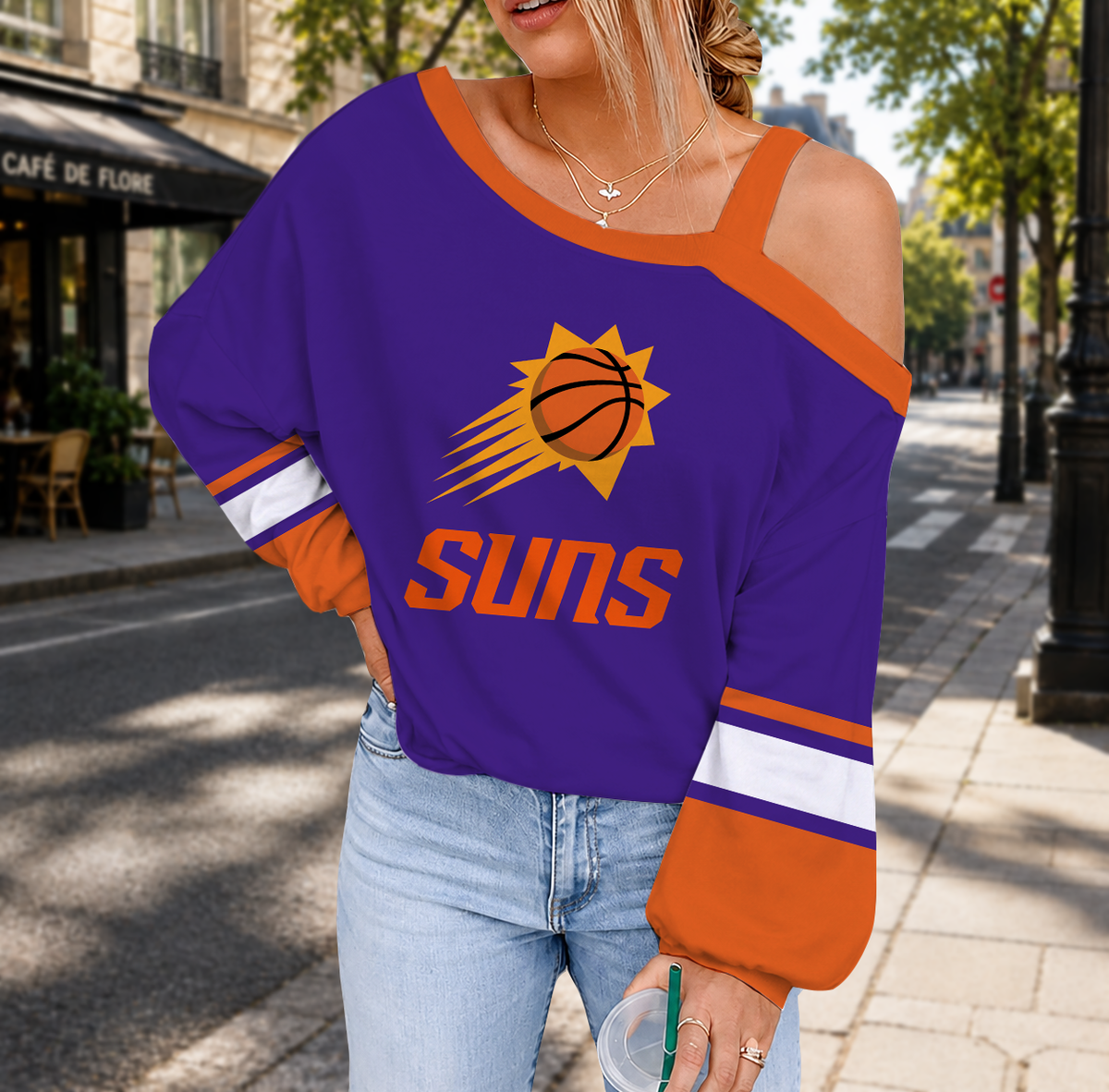LIMITED EDITION - NEW CUSTOMIZED NBA21 PSU PHOENIX SUNS DROP SHOULDER SWEATSHIRT