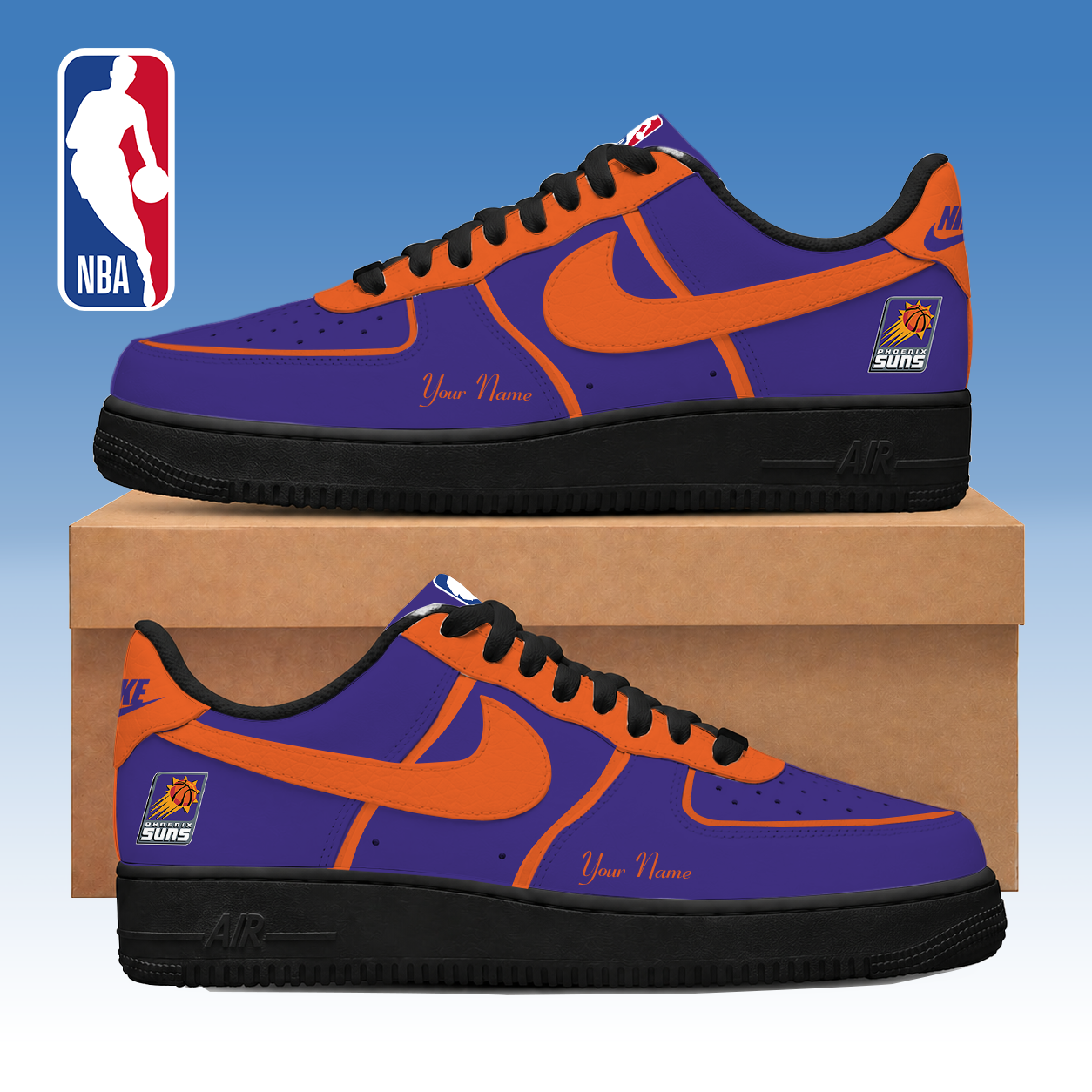 LIMITED EDITION - NEW CUSTOMIZED NBA21 PSU PHOENIX SUNS AF1 SNEAKERS