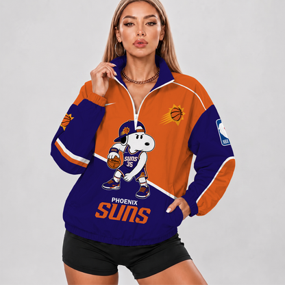 [HOT DEAL] NEW CUSTOMIZED NBA21 PSU PHOENIX SUNS V-NECK ZIPPER SWEATSHIRT JACKET