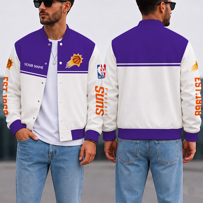 LIMITED EDITION - NEW CUSTOMIZED NBA21 PSU PHOENIX SUNS BASEBALL JACKET, SATIN VARSITY JACKET
