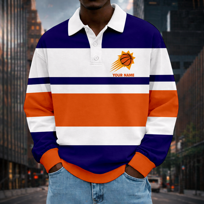 LIMITED EDITION - NEW CUSTOMIZED NBA21 PSU PH SUNS MEN LONG SLEEVE POLO