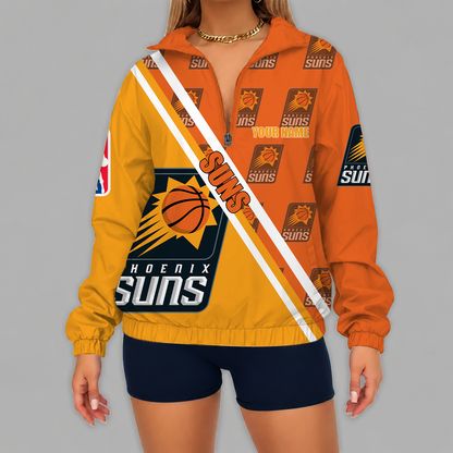 [HOT DEAL] NEW CUSTOMIZED NBA21 PSU PHOENIX SUNS V-NECK ZIPPER SWEATSHIRT JACKET