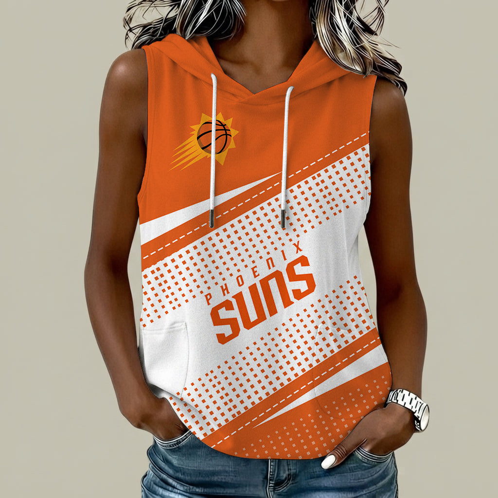[HOT DEAL] NEW CUSTOMIZED NBA21 PSU PHOENIX SUNS  WOMEN'S SLEEVELESS HOODED POCKET TANK TOP