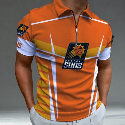 [HOT DEAL] NEW CUSTOMIZED NBA21 PSU PHOENIX SUNS ZIP POLO SHIRT