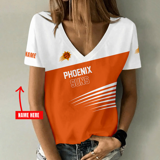 [HOT DEAL] NEW CUSTOMIZED NBA21 PSU PHOENIX SUNS V-NECK FEMALE SHIRT