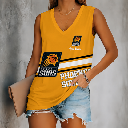 [HOT DEAL] NEW CUSTOMIZED NBA21 PSU PHOENIX SUNS WOMEN'S V-NECK TANK TOP