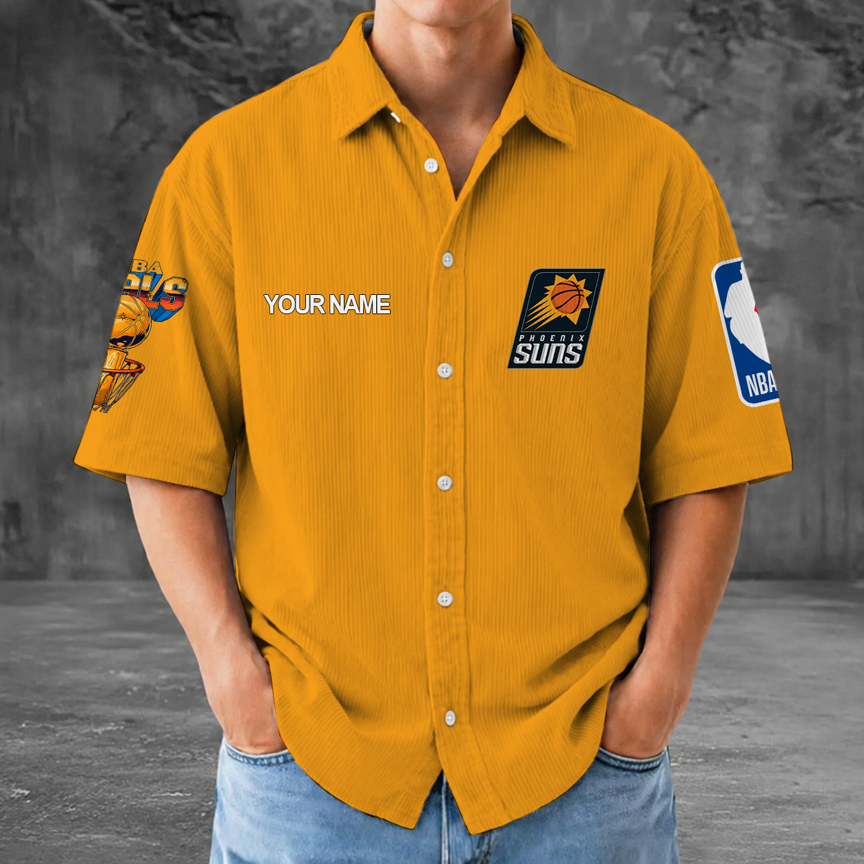 [HOT DEAL] NEW CUSTOMIZED NBA21 PSU PHOENIX SUNS SEERSUCKER BUTTON SHIRT