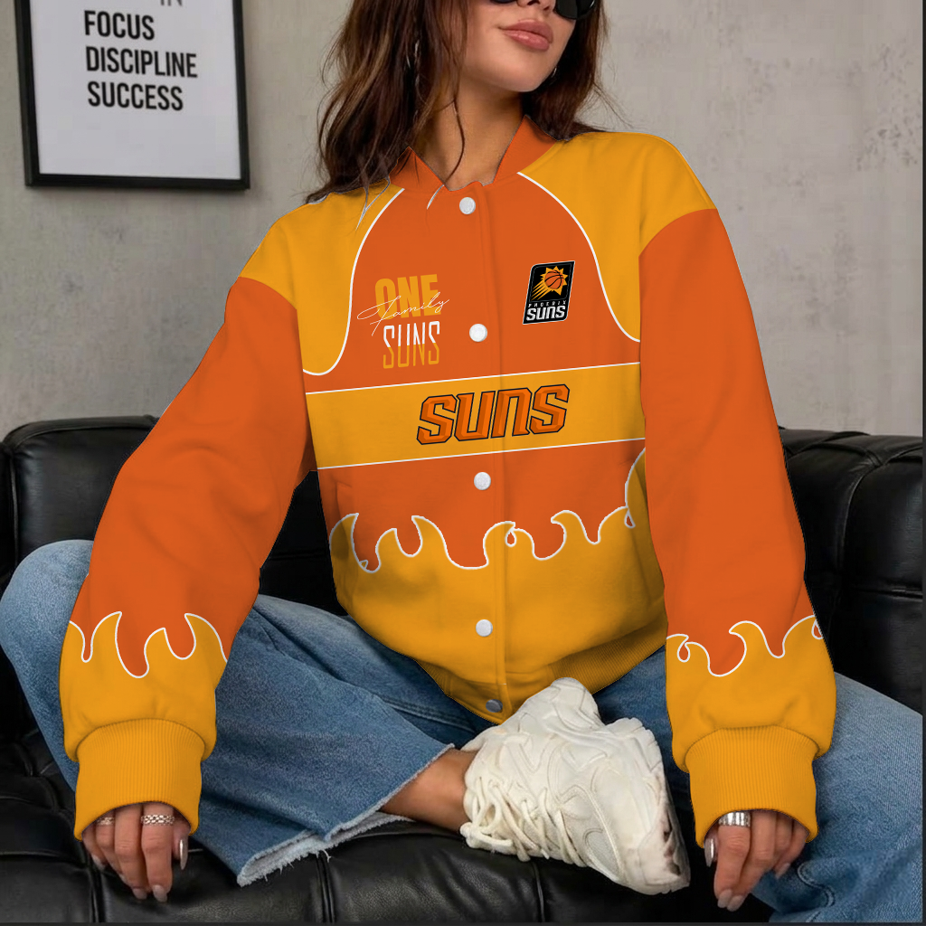 LIMITED EDITION - NEW CUSTOMIZED NBA21 PSU PHOENIX SUNS BASEBALL JACKET, SATIN VARSITY JACKET