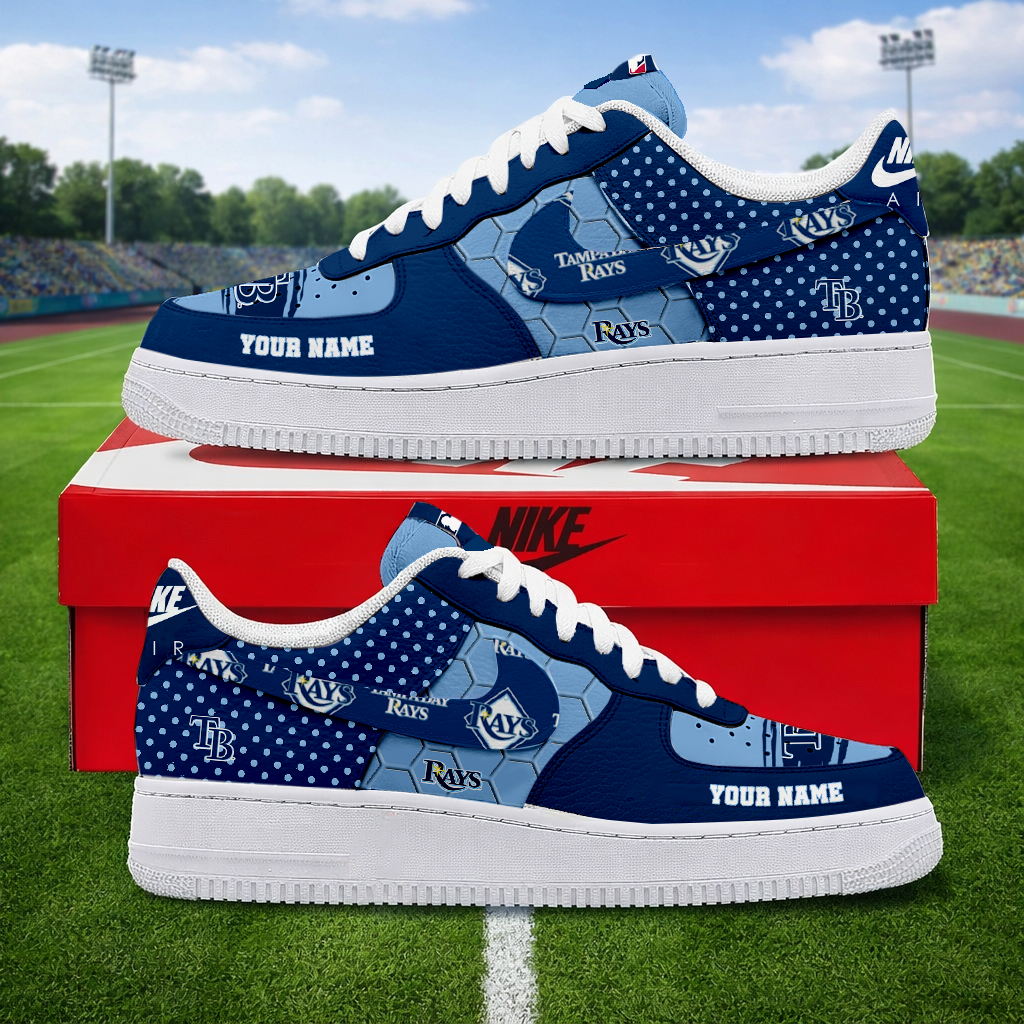 LIMITED EDITION - NEW CUSTOMIZED MLB21 TBR TAMPA BAY RAYS AF1 SNEAKERS