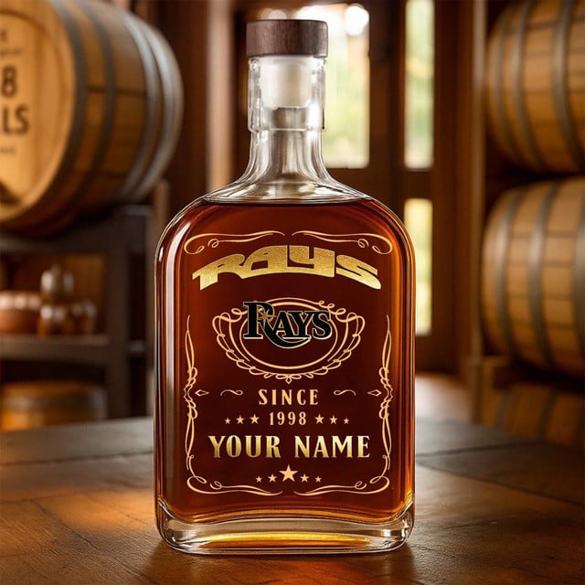 LIMITED EDITION - NEW CUSTOMIZED MLB21 TBR TAMPA BAY RAYS LUXURY WHISKEY BOTTLE 450ML