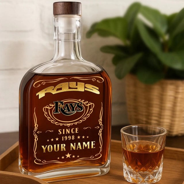 LIMITED EDITION - NEW CUSTOMIZED MLB21 TBR TAMPA BAY RAYS LUXURY WHISKEY BOTTLE 450ML