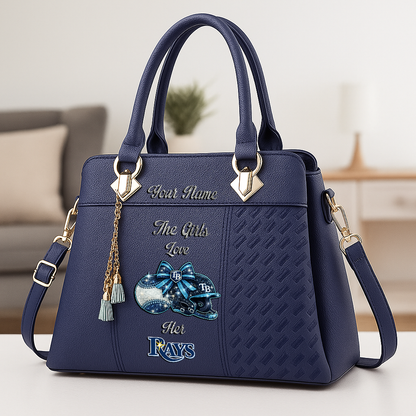 LIMITED EDITION - NEW CUSTOMIZED MLB21 TBR TAMPA BAY RAYS ZIP HANDBAG MULTICOLOR