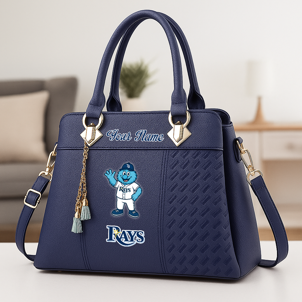 LIMITED EDITION - NEW CUSTOMIZED MLB21 TBR TAMPA BAY RAYS ZIP HANDBAG MULTICOLOR