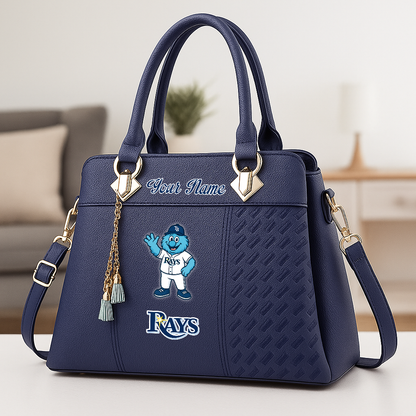 LIMITED EDITION - NEW CUSTOMIZED MLB21 TBR TAMPA BAY RAYS ZIP HANDBAG MULTICOLOR